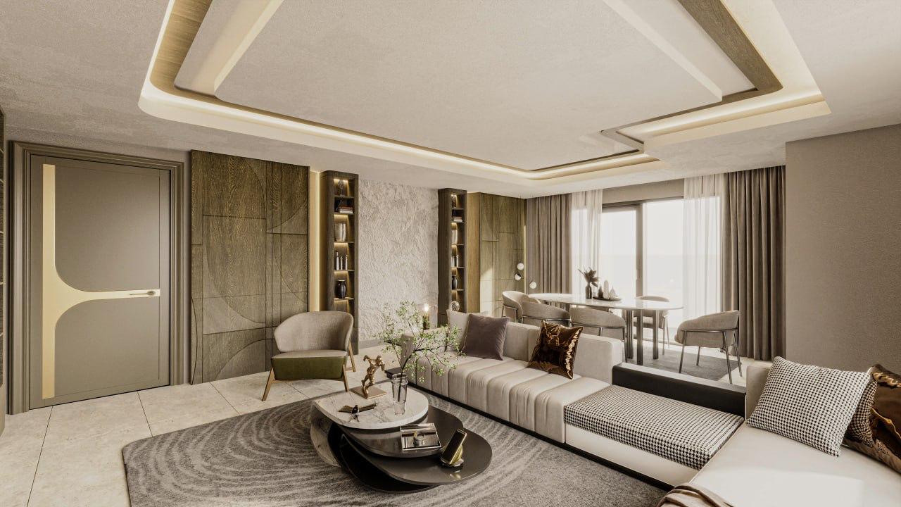 Çayyolu modern yaşam alanı salon tasarımı